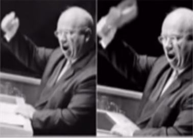 Хрушчов с обувка в ръка в залата на ООН