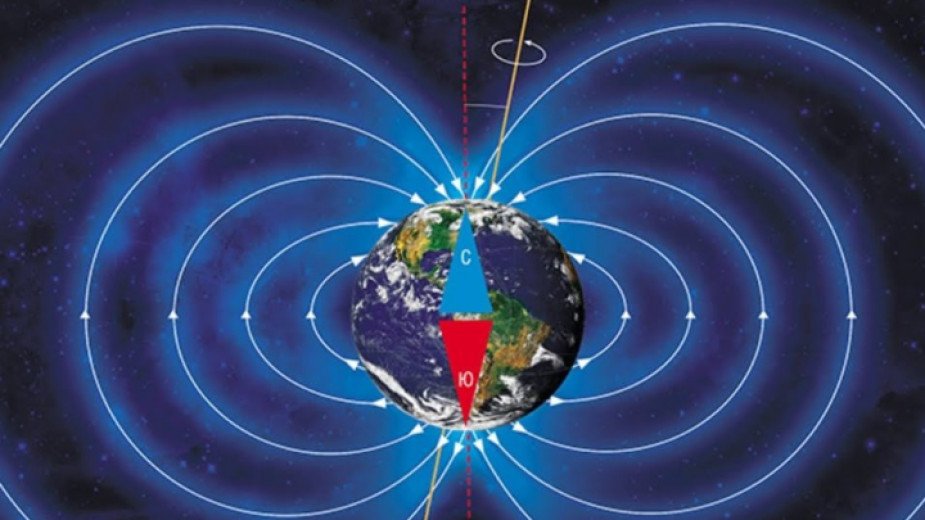 Изображение на магнитното поле на Земята. Приликата с формата на кръглата камера е очевидна.